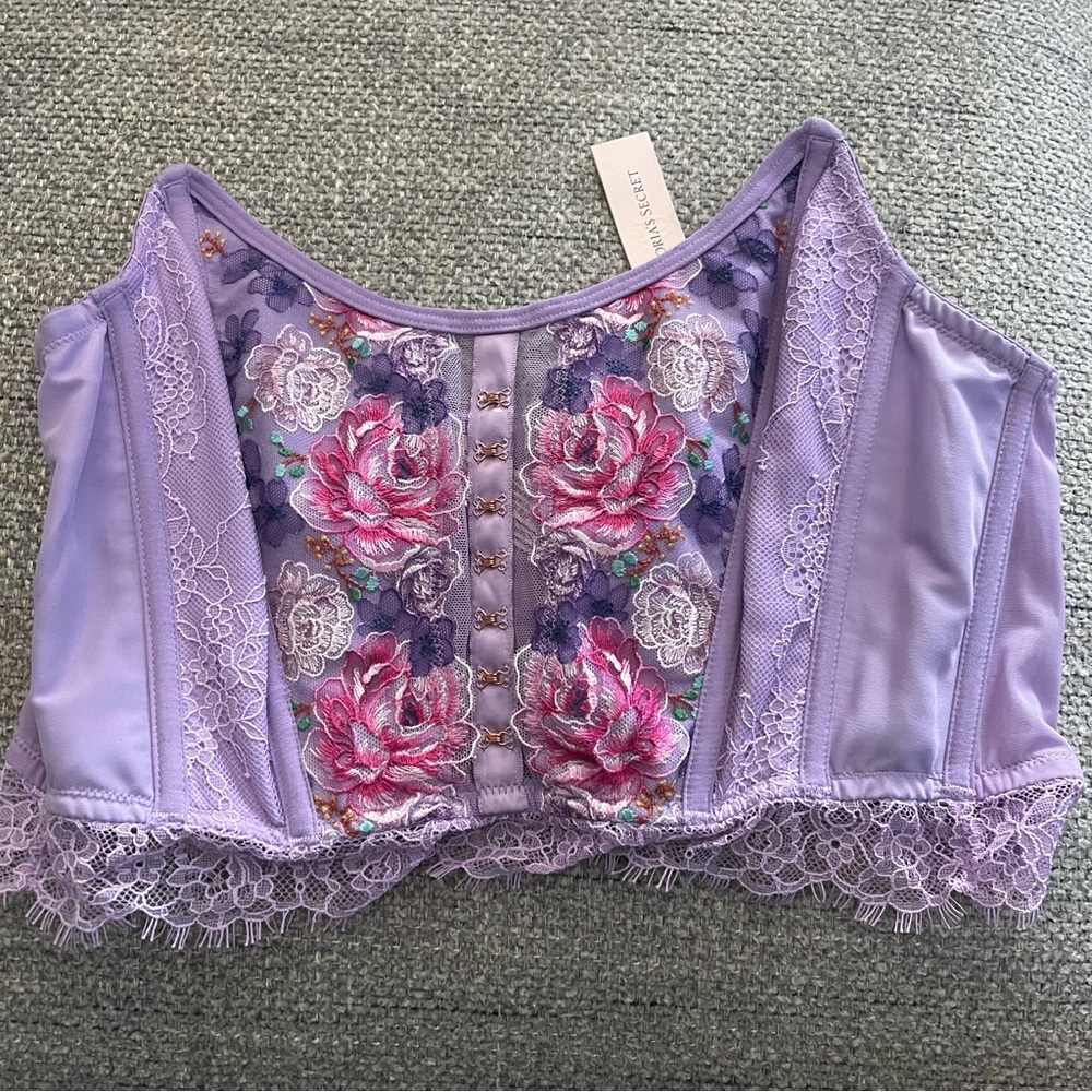 NWT Victoria’s Secret Dream Angels Floral Embroidered Strapless Corset Top Bra
